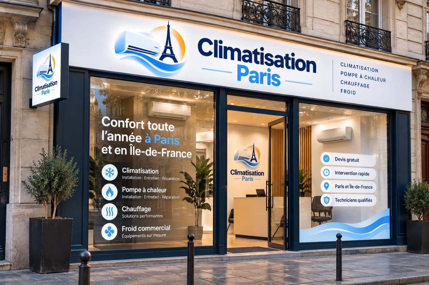 Devanture aux couleurs de Climatisation Paris